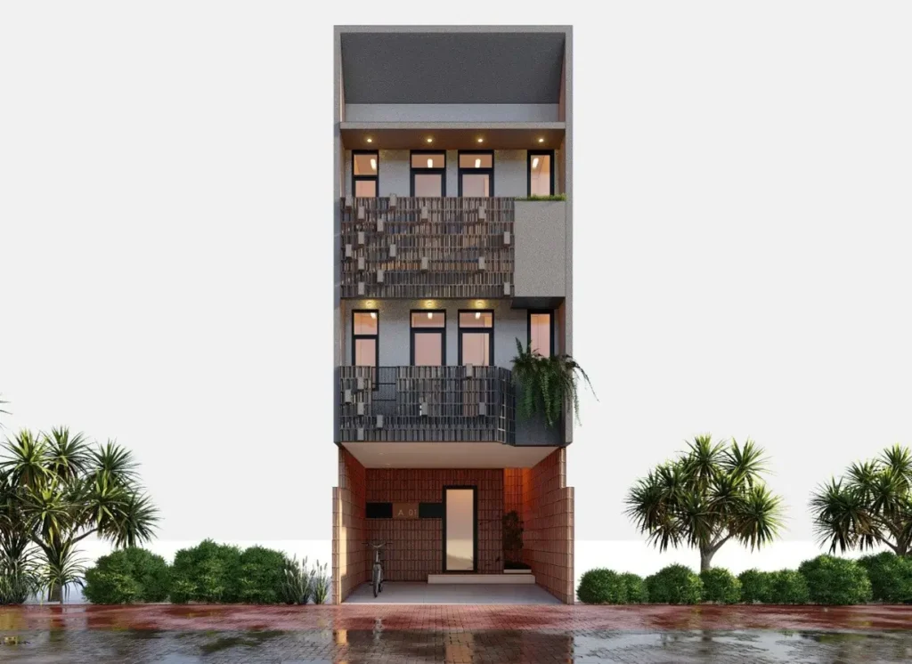 Render fasad unit tujuh kamar Kahfi Apartkost Prestige UI Depok.