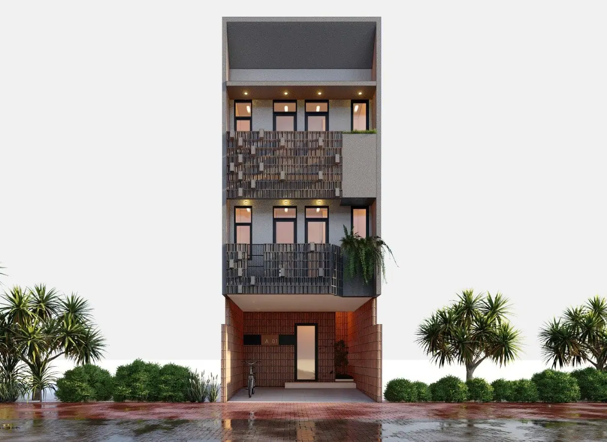 Render fasad unit tujuh kamar Kahfi Apartkost Prestige UI Depok